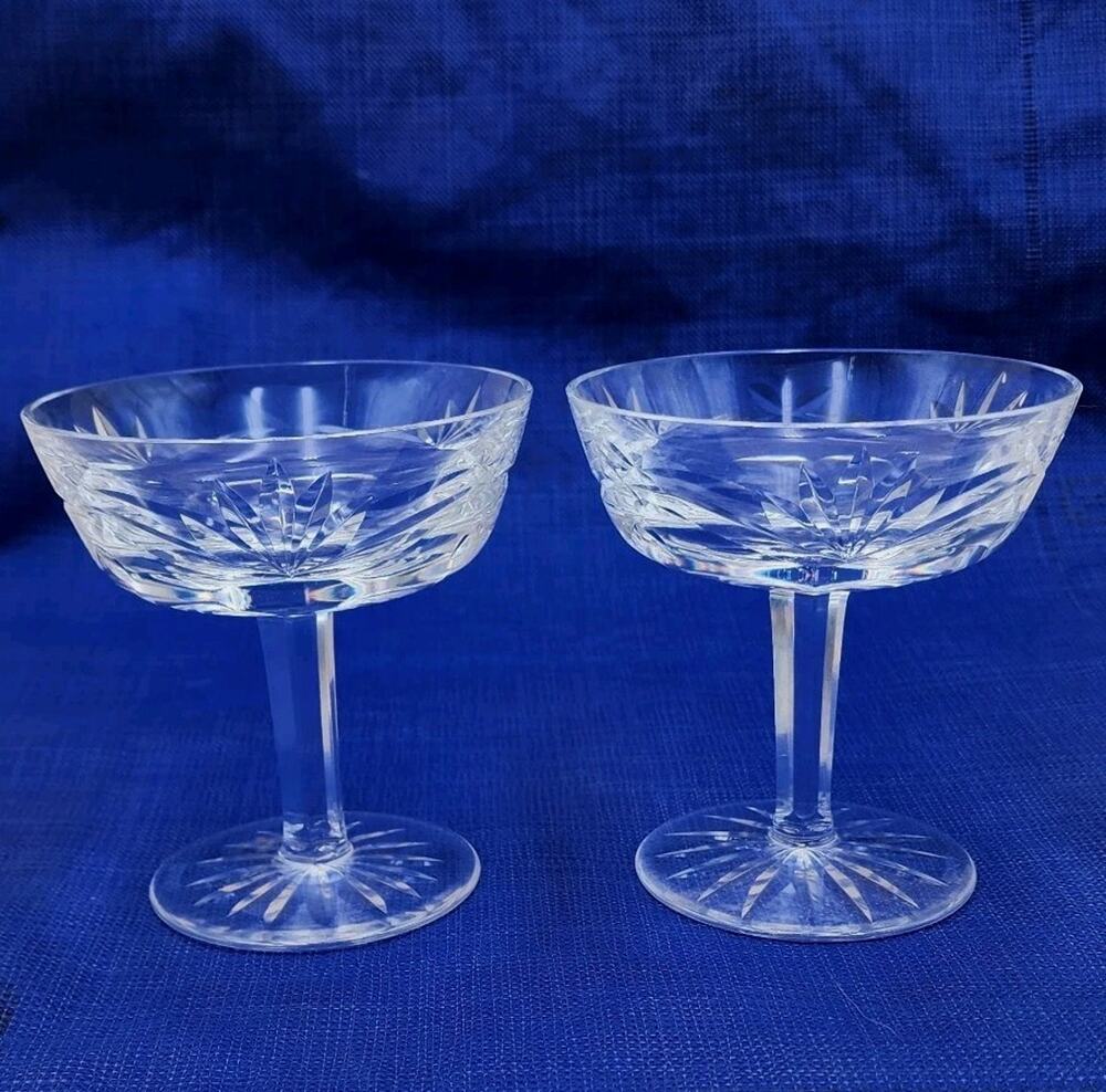 Waterford Crystal Ashling Sherbet Champagne Glasses 4.25" Set Of 2 VTG Stemware